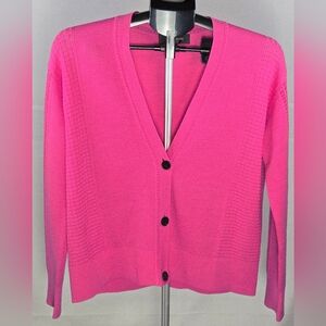 St. John Wool Pink Quiet Luxury Closet Staple Cardigan Sweater, Small